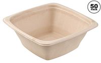 [50 Pack] 32oz Compostable Square Container Eco Friendly Bowls - Square Bowl Tree Free Sugarcane Bagasse Meal Prep Bento Boxes Take Out Catering Microwavable Deep Container by EcoQuality