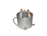 Dover Parkersburg 19 Qt Round Hot Dipped Galvanized Mop Bucket with Wooden Roller Pull-Thru Wringer