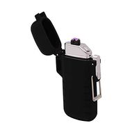 Waterproof Dual Arc Lighter Windproof USB Rechargeable Plasma Lighter Slim Design (Black)