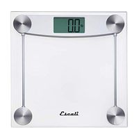 Escali E184 Extra Large Clear Glass Bathroom Body Scale, Traditional Square Sleek Design, LCD Digital Display, 400lb Capacity, Clear