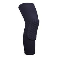 JCMD 1 Pair/2 Pcs Knee Sleeve, Compression Antislip Long Extended, Protection for Basketball Football Running Crossing Train (Black-with Pad, XL)