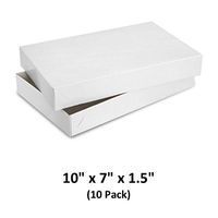 White Gloss Cardboard Apparel Decorative Gift Boxes with Lids for Clothing and Gifts, 10x7x1.5 (10 Pack) | MagicWater Supply