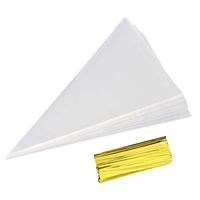 Cone Bag 100 PCS Clear Cello Treat Bags Popcorn Bags 7 by 15 Inch Triangle Goody Bags with Twist Ties for Candies Handmade Cookies (100 Large)