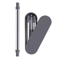 Yassk Reusable Straws 9 inch Telescopic Drinking Stainless Steel Metal Straws with Sliding Case & Cleaning Brush (Dim-Grey)
