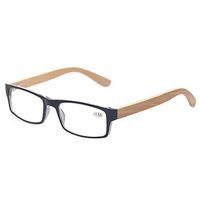 Kerecsen Bamboo Temple Reading Glasses Rectangular Glasses Include Sunglasses Readers (Black Clear Lens, 3.5)