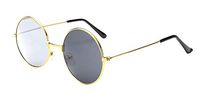 Mens Womens Round Metal Vintage Multifocal Progressive Photochromic Reading Glasses UV400 Sunglasses (Gold, 2.00)