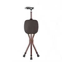 Moolo Old Man Cane Chair Cane Stick Four-leg Chair Stool Multifunctional Lamp With Stool Anti-skid Crutches Cane Stool (Color : Brown)
