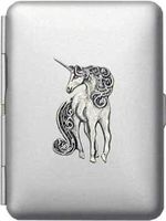 AWOL Fantasy Collection Glitter Unicorn Slim King Pocket Case/Cigarette Case - Silver Grey Matte Finish