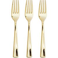 Club Pack Metallic Gold Plastic Forks, Box of 288 Pieces