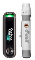 Contour Next Blood Glucose ONE Meter + O'WELL Lancing Device, User Manual, Log Book & Compact Carry Case