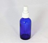 WALLER PAA 4 oz. Cobalt Blue Boston Round GLASS Spray Bottle WHITE Fine Mist Sprayer Global