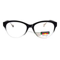 SA106 Cat Eye Multi 3 Focus Progressive Reading Glasses Black Clear +2.5