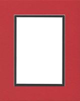 Pack of (2) 16x20 Double Acid Free White Core Picture Mats Cut for 11x14 Pictures in Real Red and Black