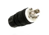 Leviton 24W47-B 15 Amp, 125 Volt, Locking Plug, Industrial Grade, Grounding, Wetguard, Black