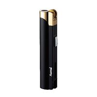AOMAI Windproof Jet Torch Butane Flame Butane Viewable Cigar Cigarette Lighter with Lock Black