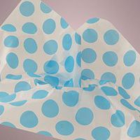 Krafty Klassics 50 Sheets of Dots Print Tissue Paper - Size (30" x 20") (Turquoise Medium Dots/White)