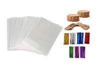 Cellophane Bags - JAP Gifts - 100 Pieces 5x7 Party Favor Bags with Kraft Gift Tags and Colored Ties - Clear Treat Bags for Wrapping Baked Goodies, Cookies, Candy, Chocolates and Desserts