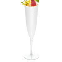 4 oz White Plastic Wedding Champagne Flute - 1-Piece - 7 1/2" x 2 1/4" x 2 1/4" - 20 count box - Restaurantware