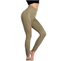 Meikosks Women's Quick-Drying Yoga Tights Tight Bottoms High Waist Leggings Tummy Control Pants Army Green