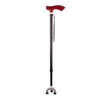 Yadianna Cozy Walking Stick Crutch for Elderly Telescopic Stable Non-Slip Lightweight Height Adjustable with 3 Feets and Wooden Handle