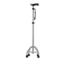 HFENGHUANG Walker Crutch, Four-Foot Height Adjustable Trapezoidal Base Cane, Suitable for Seniors,Silver