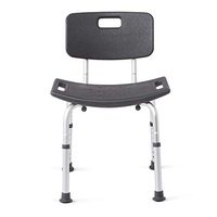 Medline Shower Chair Bath Bench With Back, Supportsup To 300 Lb, Infused With Microban Antimicrobial Protection, Gray