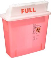 Covidien COV-8507SA SharpSafety Safety in Room Sharps Container Counterbalance Lid, 5 Quart Capacity, Transparent Red Pack of 2