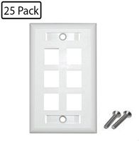 Infinity Cable Products (25 Pack) of Wall Plates in White (6 Port)