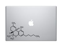 THC Tetrahydrocannabinol Marijuana Molecule Molecular Model - 6" Black Vinyl Decal Sticker Car Macbook Laptop