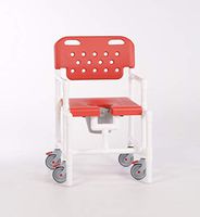 IPU ELT8250 MS Mid-Size Elite Rolling Shower Chair Commode for use Over Toilet, Bedside and in The Shower (Red)
