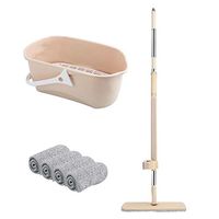 MOP Spinning and Bucket Cleaning Set Dry and Wet Dual Use Cleaning Dehydration 2 in 1 Household Beige