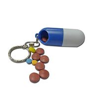 Gonikm Portable Capsule Shaped Medicine Case Drug Container Key Chain Travel Pill Box Pill Cases