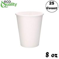 8oz White Paper Coffee Cups - (25 Count) by EcoQuality - Disposable Coffee Cups - Hot Drink, Tea, Coffee, Cappuccino, Hot Chocolate, Chai, Chai Latte, Hot Cup, Office, Restaurants, BreakRooms