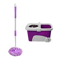 MOP Spinning and Bucket Cleaning Set with Roller Wheel with Storage Box Purple Head2