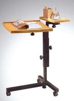 Adjustable Mobile Oak Laptop Computer Caddy Cart Stand