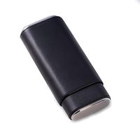 Bey-Berk C253B Black Leather with Chrome Accent and Cedar Lined Telescoping Three Cigar Holder. One Size