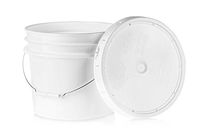 3.5 Gallon White Plastic Bucket & Lid - Durable 90 Mil All Purpose Pail - Food Grade - Contains No BPA Plastic - Recyclable - 1 pack