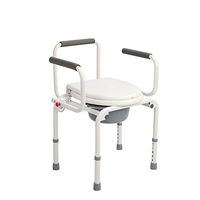 Commode Chair Hmhope with Backrest Comfortable Movable Armrest Lightweight Steel Height Adjustable
