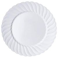 BalsaCircle 20 pcs 10.25-Inch White Plastic Round Plates - Disposable Wedding Party Catering Tableware