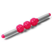 guohanfsh Muscle Massage Roller Yoga Stick Body Relax Tool Massage with 3 Point Spiky Ball Rose Red