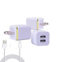 Charger Adapter,USB Wall Charger, 3-Pack 2.1A/3.0A mp Dual Port Quick Charger Plug Cube,Gift USB Data Line,Replacement for iPhone 7/6S/6S Plus/6 Plus/6/5S/5, Samsung Galaxy S7/S6/S5 Edge, LG,