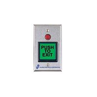 Alarm Controls TS-3T, TS-3T, Request to Exit Station 2 sq. green illuminated push button with timer, SPDT contacts, PUSH TO EXIT with red led, on single gang stainless steel plate