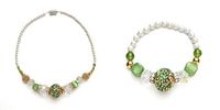 Peridot and Crystal Magnetic Bracelet and Necklace Set (Large)