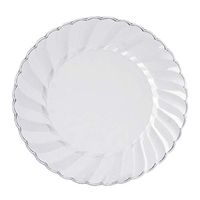 BalsaCircle 48 pcs 7.5-Inch Clear Plastic Round Plates - Disposable Wedding Party Catering Tableware