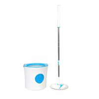 MOP Spinning and Bucket Cleaning Set Single Barrel Washing and Dehydrating 2 in 1 Tray Foldable Blue Head2