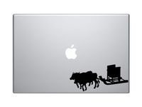 Vintage Carriage #5- Oxen Pulling Supplies Trail - 5" Black Vinyl Decal Sticker Car Macbook Laptop