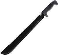 SOG SOGfari 18" Machete MC02-N - Hardcased Black Blade w/Saw Back, Rubber Handle, Nylon Sheath