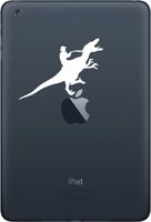 Yadda-Yadda Design Co. Cowboy Riding Raptor Dinosaur - iPad Mini - Vinyl Decal Sticker (White)