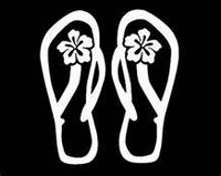 Chase Grace Studio Hibiscus Flip Flops Beach Summer Vinyl Decal Sticker|White|Cars Trucks SUV Boat Canoe Kayak Laptop Wall Art|5.5" X 4.5"|CGS255