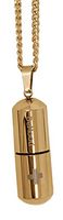 Large Pill Fob Necklace with 26" Chain - Keep Emergency Medication Airtight and Dry (Gold/Gold)